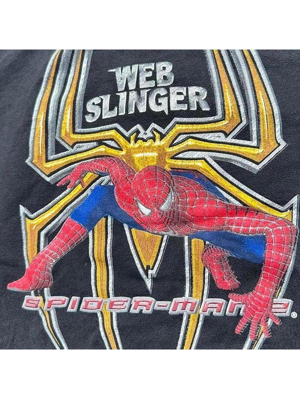2004 Spider-Man 2 Black "Web Slinger" Tee XL Rare VTG Vintage - Picture 4 of 4